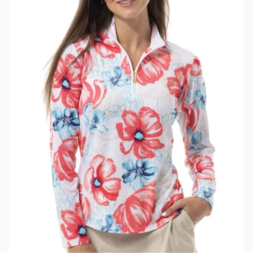 NWT SAN SOLEIL Mock Neck Long Sleeve Women’s Active Pullover Top Size Small - Picture 1 of 7